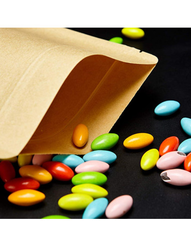 100 Bolsas Reutilizables de Papel Kraft 8.89x13.97 cm con Ventana