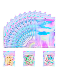 150 Bolsas Holográficas Reutilizables ANZNKU 16x24 cm Cierre
