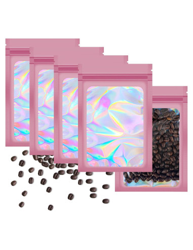 100 Bolsas Mylar Rosa Reutilizables 7.6x11.9 cm Lautechco