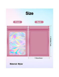 100 Bolsas Mylar Rosa Reutilizables 7.6x11.9 cm Lautechco 2