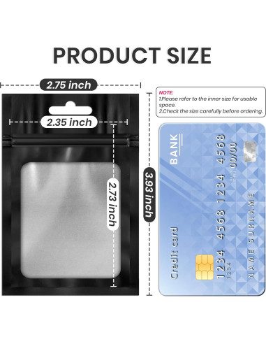 100 Bolsas Mylar Reutilizables ANZNKU 6.99x10 cm a Prueba de Olores