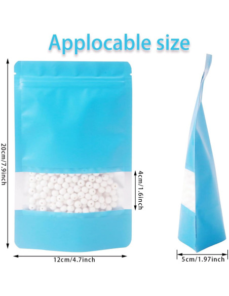 50 Bolsas Metálicas Reutilizables PQZKLDP 12x20cm con Ventana