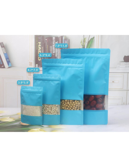 50 Bolsas Metálicas Reutilizables PQZKLDP 12x20cm con Ventana
