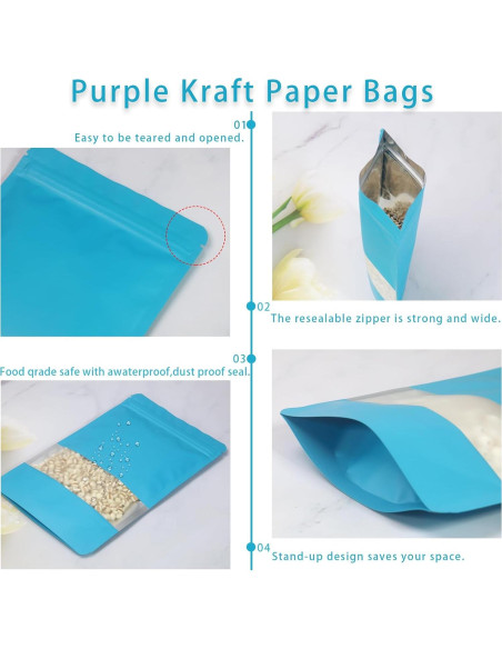 50 Bolsas Metálicas Reutilizables PQZKLDP 12x20cm con Ventana