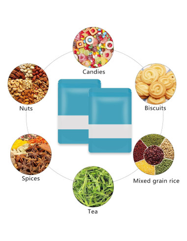 50 Bolsas Metálicas Reutilizables PQZKLDP 12x20cm con Ventana