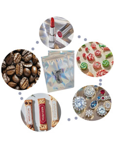 100 Bolsas Holográficas Selladas TKYZMS 10.4x15 cm Reutilizables 2