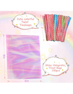 120 Bolsas de Celofán Holográficas Mibo 15.24x22.86 cm 2