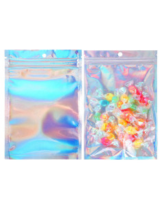 100 Bolsas Holográficas Reutilizables Heoawrk 12.7x20.3 cm