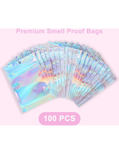 100 Bolsas Holográficas Reutilizables Heoawrk 12.7x20.3 cm