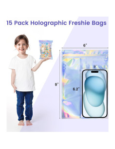 Bolsas Holográficas Reutilizables VGOODALL 15 Piezas 15x22.8cm 2