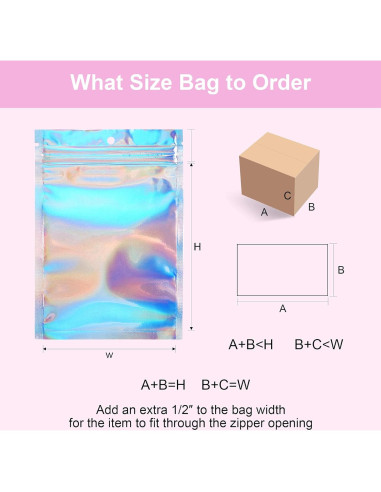 100 Bolsas Holográficas Reutilizables Heoawrk 12.7x20.3 cm