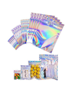 Paquete de 100 Bolsas Mylar Reutilizables W M G Holográficas 12.7x17.8 cm