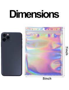 Paquete de 100 Bolsas Mylar Reutilizables W M G Holográficas 12.7x17.8 cm 2