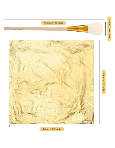 Cunhill 100 Hojas de Foil Dorado 14x14 cm con Pincel