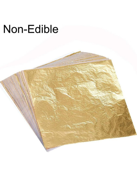 100 Hojas de Oro Imitación Teekia 14x14 cm para Manualidades