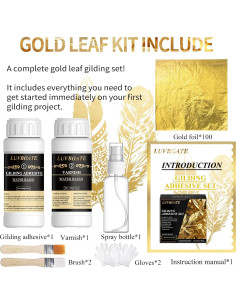 Kit de Adhesivo para Hoja de Oro LUVBOATE 200ml - 100 Piezas 2