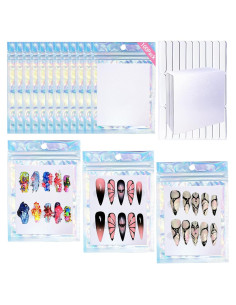 100PCS Bolsa de Almacenamiento de Uñas Holográfica Sawvolker