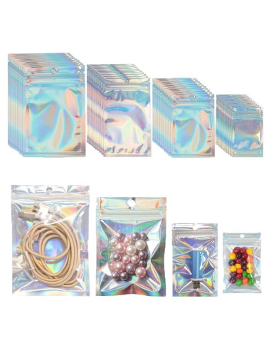 200 Bolsas Holográficas Reutilizables BOSOIRSOU 4 Tamaños