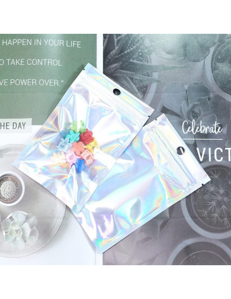 200 Bolsas Holográficas Reutilizables BOSOIRSOU 4 Tamaños