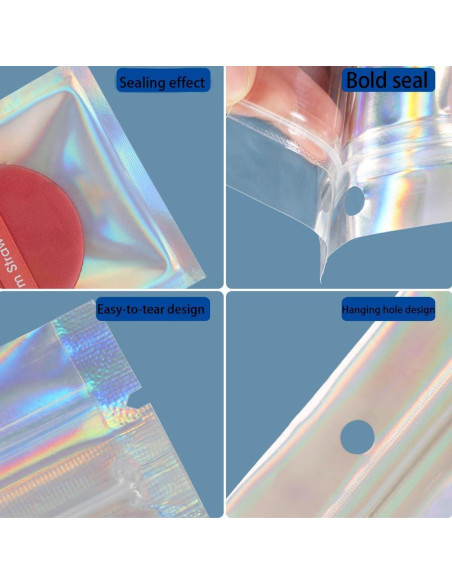 200 Bolsas Holográficas Reutilizables BOSOIRSOU 4 Tamaños