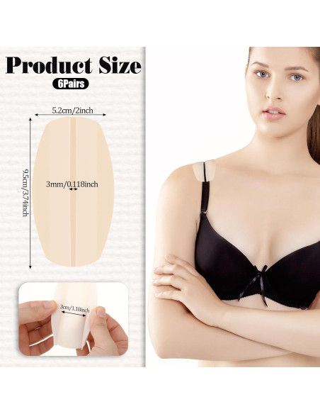 6 Pares Almohadillas de Silicona para Tirantes de Sujetador