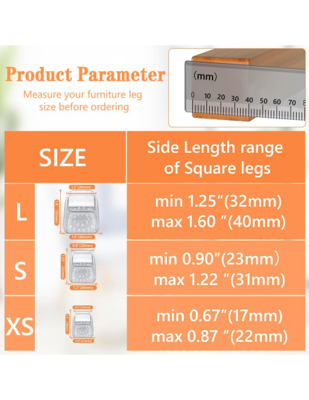 BAIPOK 36 Protectores de Suelo para Patas de Sillas Cuadradas