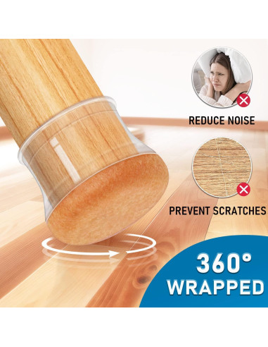 24 Protectores de Suelo PISAO para Patas de Silla Redondos