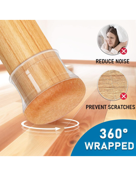 24 Protectores de Suelo PISAO para Patas de Silla Redondos