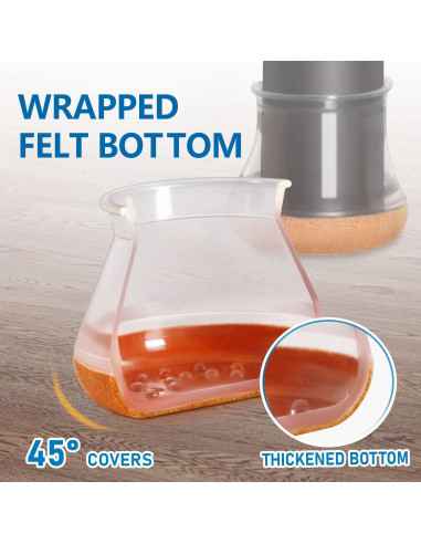 24 Protectores de Suelo PISAO para Patas de Silla Redondos