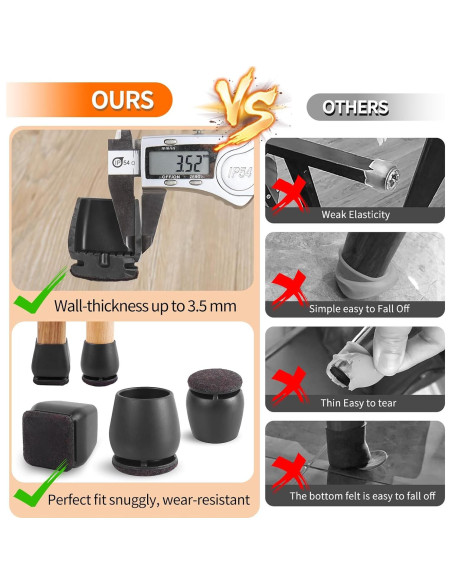 Ezprotekt 24 Protectores de Suelo de Silicona para Patas Cuadradas