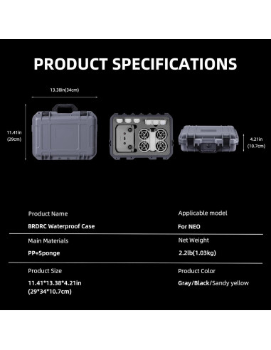 Funda Dura Impermeable BRDRC para Dron DJI Neo - Caqui