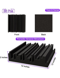 Paneles Acústicos TroyStudio 36 Pcs 30.48x30.48 cm Negro 2