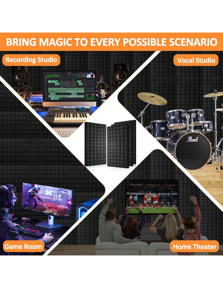 Paquete de 4 Paneles Acústicos 122x61x5 cm Espuma Aislante