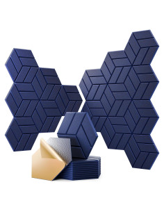 12 Paneles Acústicos Autoadhesivos Espuma Alta Densidad Azul