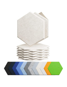 Paquete de 12 Paneles Acústicos Amantech Hexagonales Beige 30.48x26.03 cm
