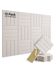 Paquete de 12 Paneles Acústicos Aislantes Soundsbay Beige