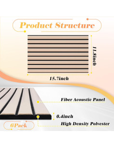 Paquete de 6 Paneles Acústicos Autoadhesivos Camel 40x30 cm 2