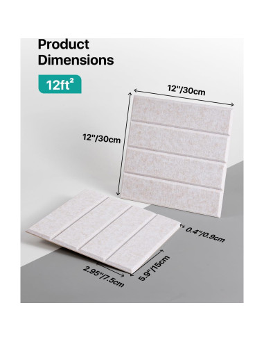 Paquete de 12 Paneles Acústicos Aislantes Soundsbay Beige