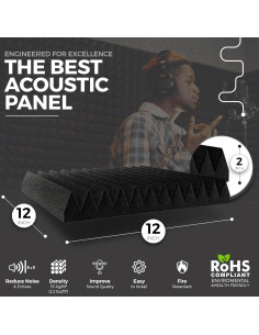 Paneles de Espuma Acústica VibeVerse 24 Unidades 30.48x30.48cm 2