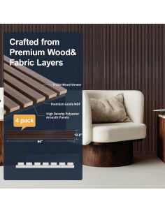 Paneles Acústicos de Madera NeatiEase 4 Piezas 243.84x32 cm 2