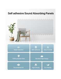 Paquete de 12 Paneles Acústicos Autoadhesivos 30.48 cm Blanco 2