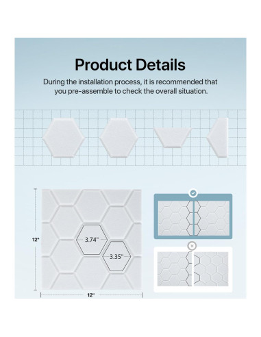 Paquete de 12 Paneles Acústicos Autoadhesivos 30.48 cm Blanco