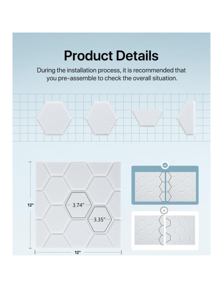 Paquete de 12 Paneles Acústicos Autoadhesivos 30.48 cm Blanco