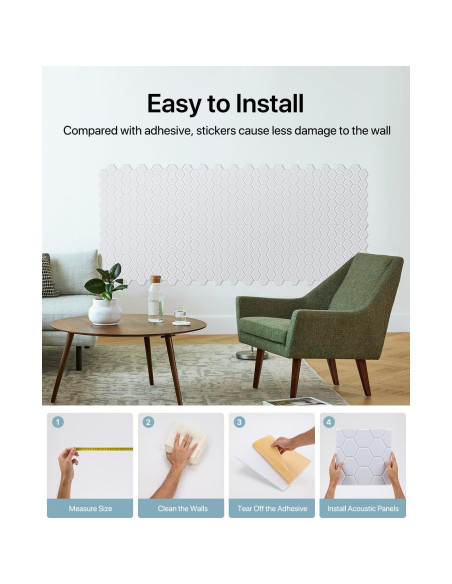 Paquete de 12 Paneles Acústicos Autoadhesivos 30.48 cm Blanco