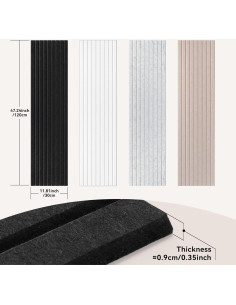 Paneles Acústicos Autoadhesivos 10 Unidades 120x30cm Gris Plateado 2