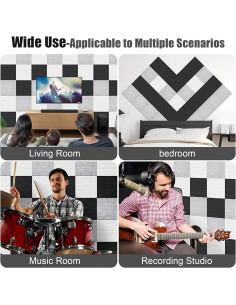 Paquete de 12 Paneles Acústicos Aislantes de Sonido 30.48cm - Negro 2