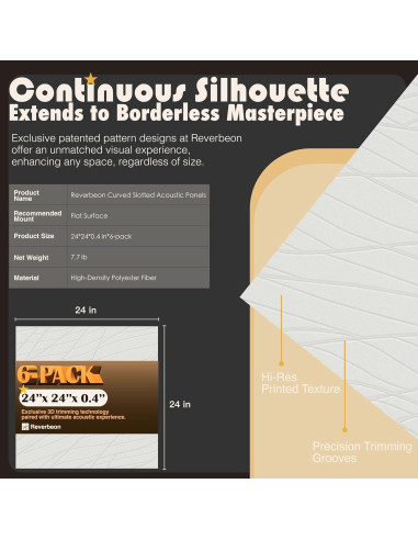 Paneles Acústicos Reverbeon 6 Pack 24x24cm Aislantes Decorativos