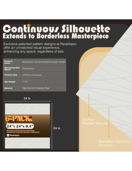 Paneles Acústicos Reverbeon 6 Pack 24x24cm Aislantes Decorativos