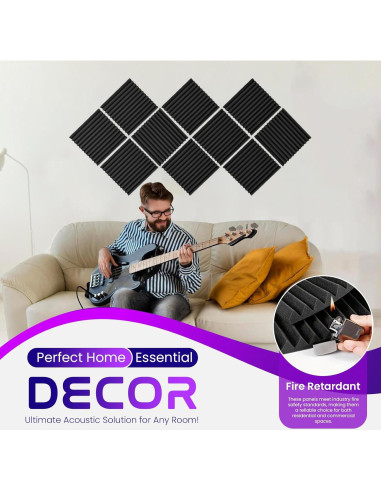 Paneles Aislantes Acústicos Autoadhesivos 12 Piezas 5x30 cm