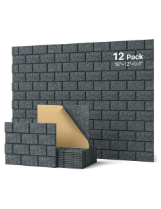 Paneles Aislantes de Sonido Autoadhesivos 12 Piezas 40.6x30.5cm Gris